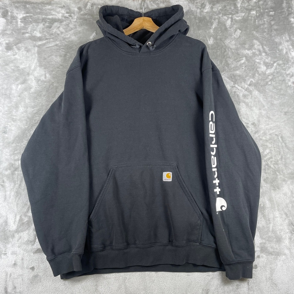 Carhartt Hoodie Men 2XL Tall Black Original Fit Graphic Sleeve K288 BLK